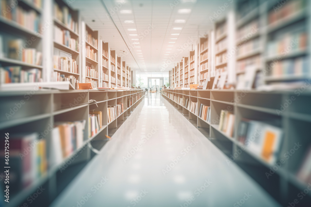 Blurred public library. Interior space. Education. Learning. Blurred public library. Interior space. Education. Learning.