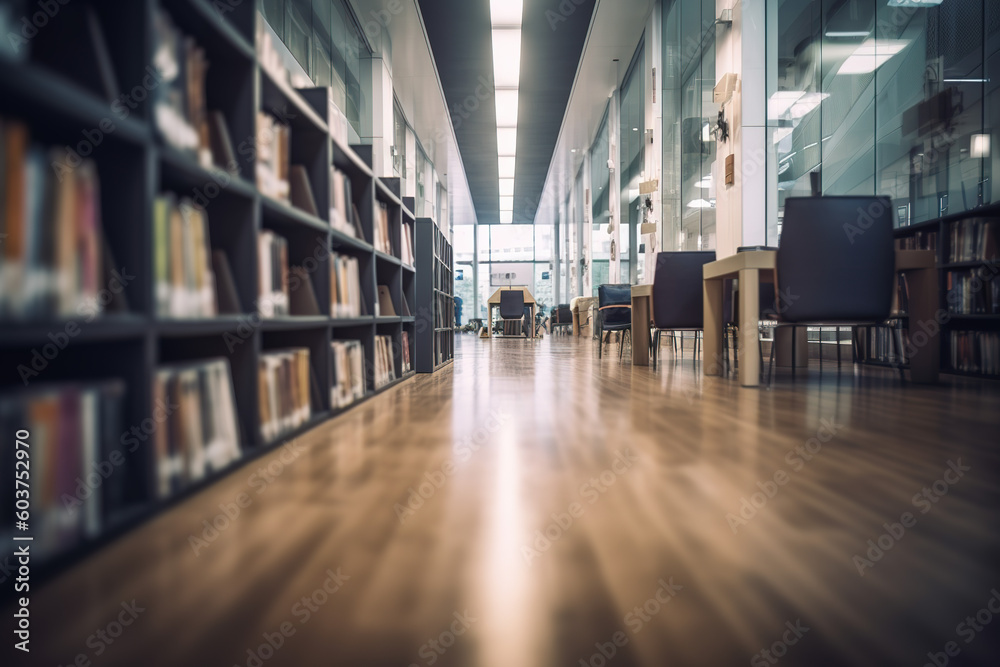 Blurred public library. Interior space. Education. Learning. Blurred public library. Interior space. Education. Learning.