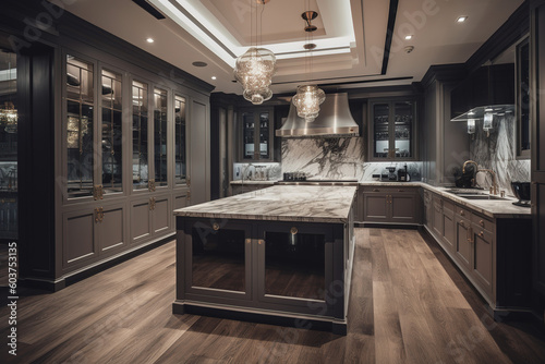 Luxury kitchen. Wood and marble © Creatizen