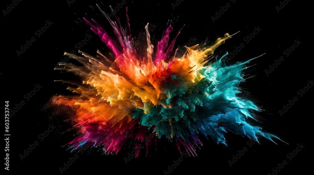 Spectacular Colorful Dust Explosion: A Burst of Vibrancy and Joy created with Generative AI technology Spectacular Colorful Dust Explosion: A Burst of Vibrancy and Joy created with Generative AI technology