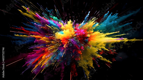 Explosive Kaleidoscope: A Mesmerizing Display of Colorful Powder created with Generative AI technology
