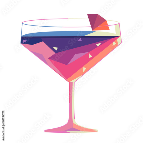 Cocktail in martini glass. Vector illustration in flat technique