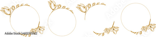 Luxury botanical gold wedding frame elements on white background. Set of circle shapes, glitters, eucalyptus leaves, leaf branches. Elegant foliage design for wedding, card, invitation, greeting