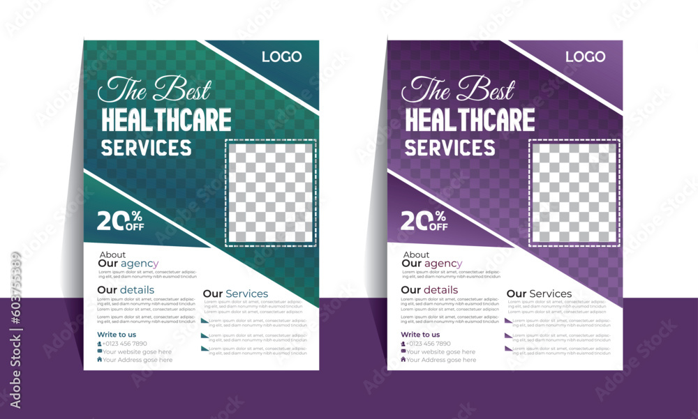 Medical flyer design White Background design color purple and blue Medical flyer design White Background design color purple and blue