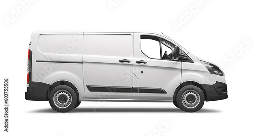 White delivery van isolated from white background. Generative AI photo