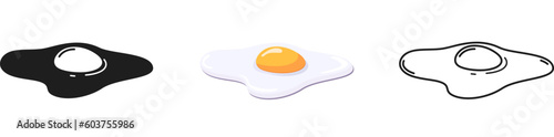 Chicken fried egg vector set. Egg white and yolk, fried eggs sign