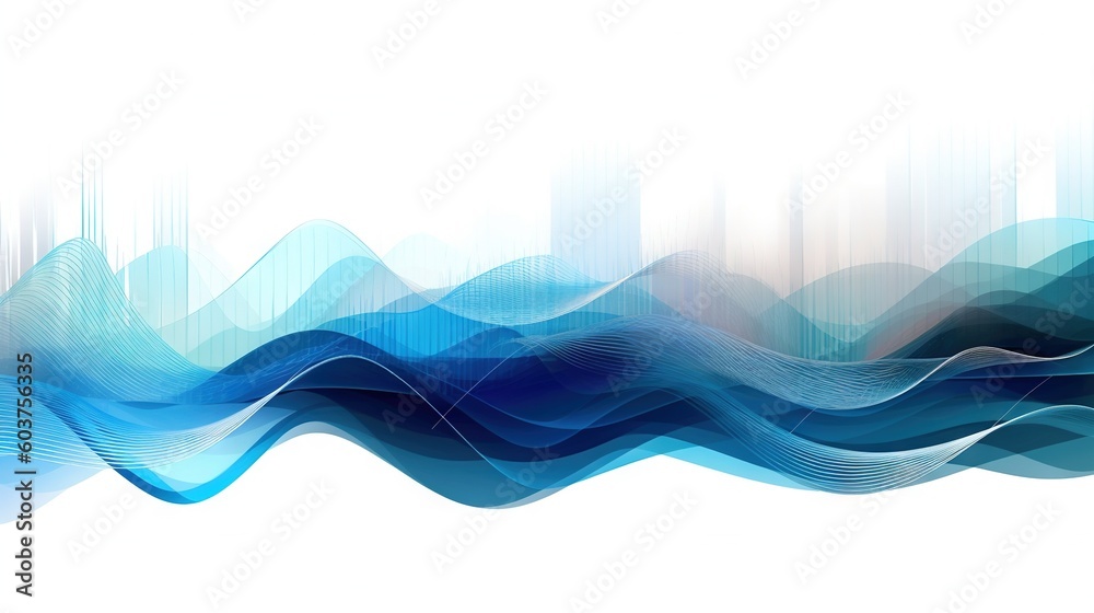 a blue abstract wave background with a white background and a white ...
