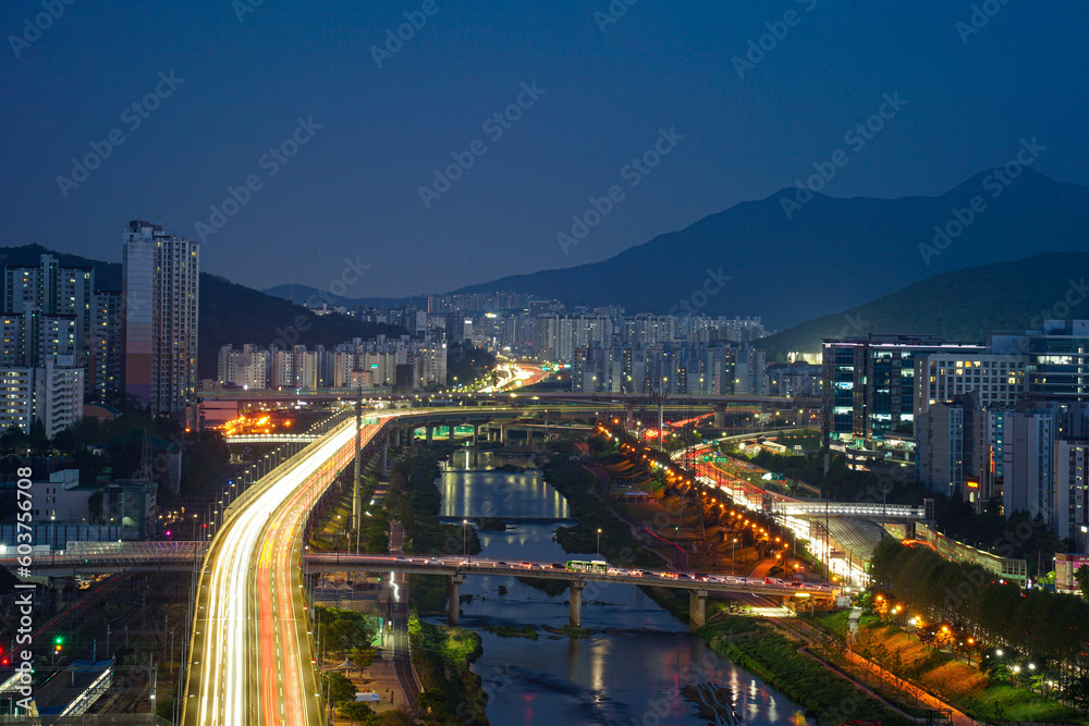 Night view of Anyangcheon, Gyeonggi-do, Korea