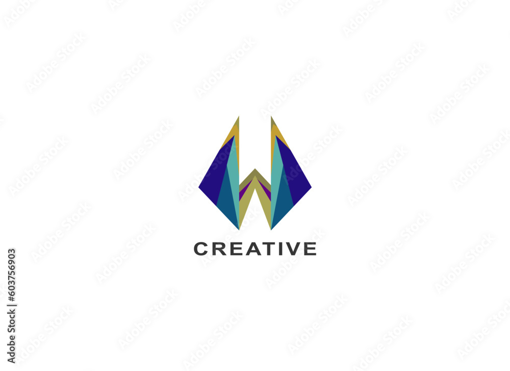 Abstract Letter W Logo Origami Style Design Vector Abstract Letter W Logo Origami Style Design Vector