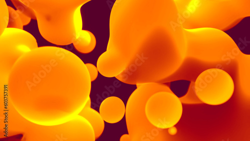 yellow and orange slime bland shapes like lava lamp - abstract 3D illustration