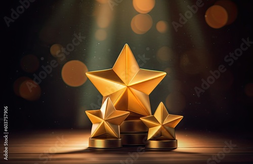 Taiga Award with 3D Stars. Generative AI