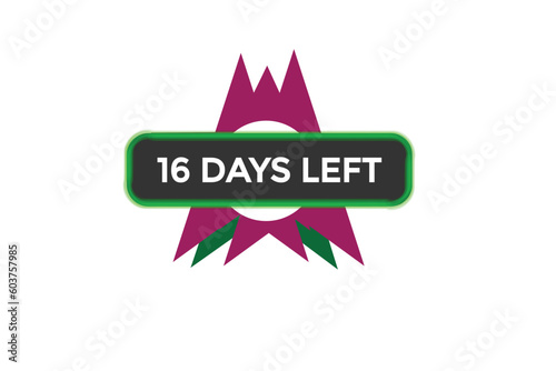 16 days left countdown template, 16 day countdown left banner label button eps 16    
