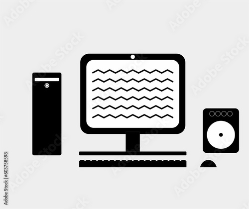 Computer Dekstop Set Icon Vector