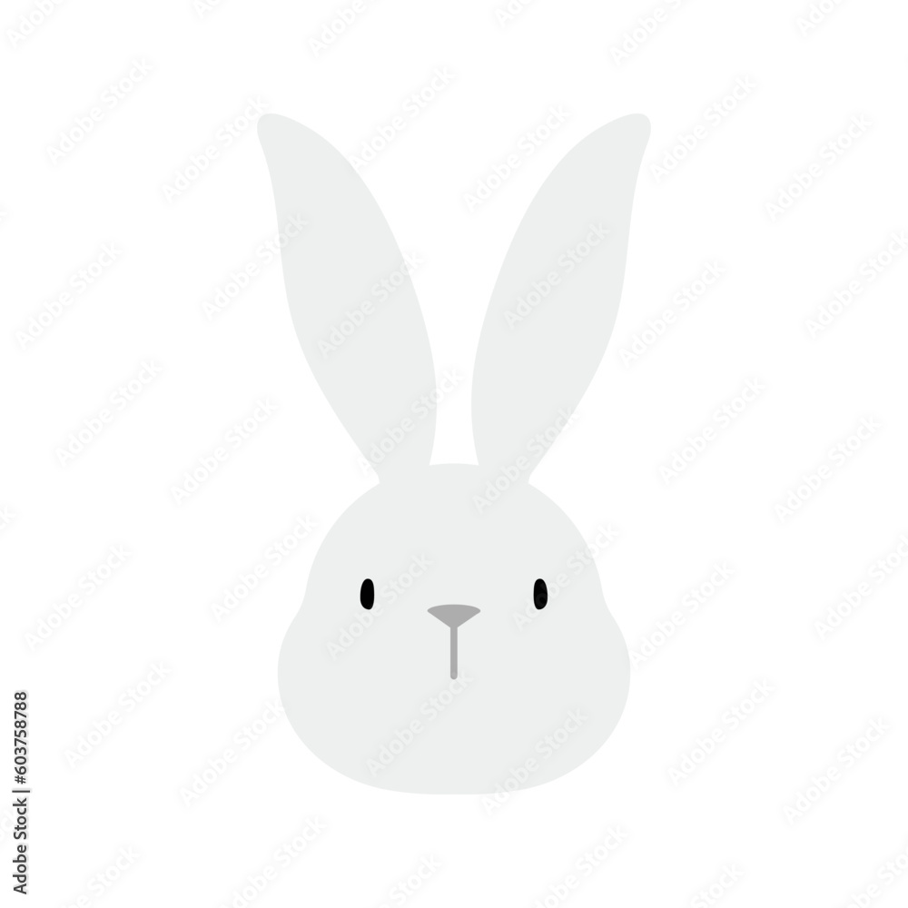 Kawaii rabbit, bunny, hare face illustration. Hand drawn cute cartoon animal character illustration. Flat style design, isolated vector. Mid Autumn Festival, Easter print element, Chinese zodiac Kawaii rabbit, bunny, hare face illustration. Hand drawn cute cartoon animal character illustration. Flat style design, isolated vector. Mid Autumn Festival, Easter print element, Chinese zodiac