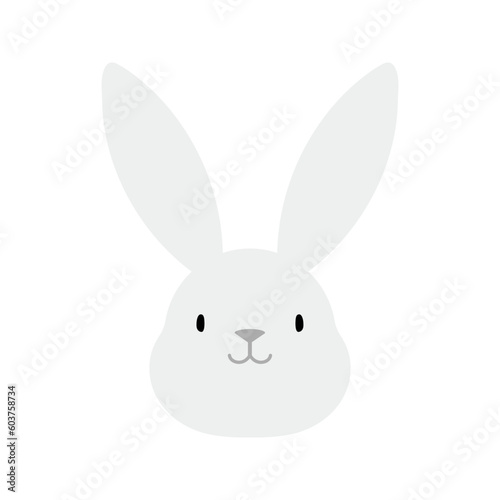 Kawaii rabbit, bunny, hare face illustration. Hand drawn cute cartoon animal character illustration. Flat style design, isolated vector. Mid Autumn Festival, Easter print element, Chinese zodiac © Maria Skrigan