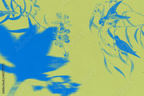 Cyanotype Textured Floral Background