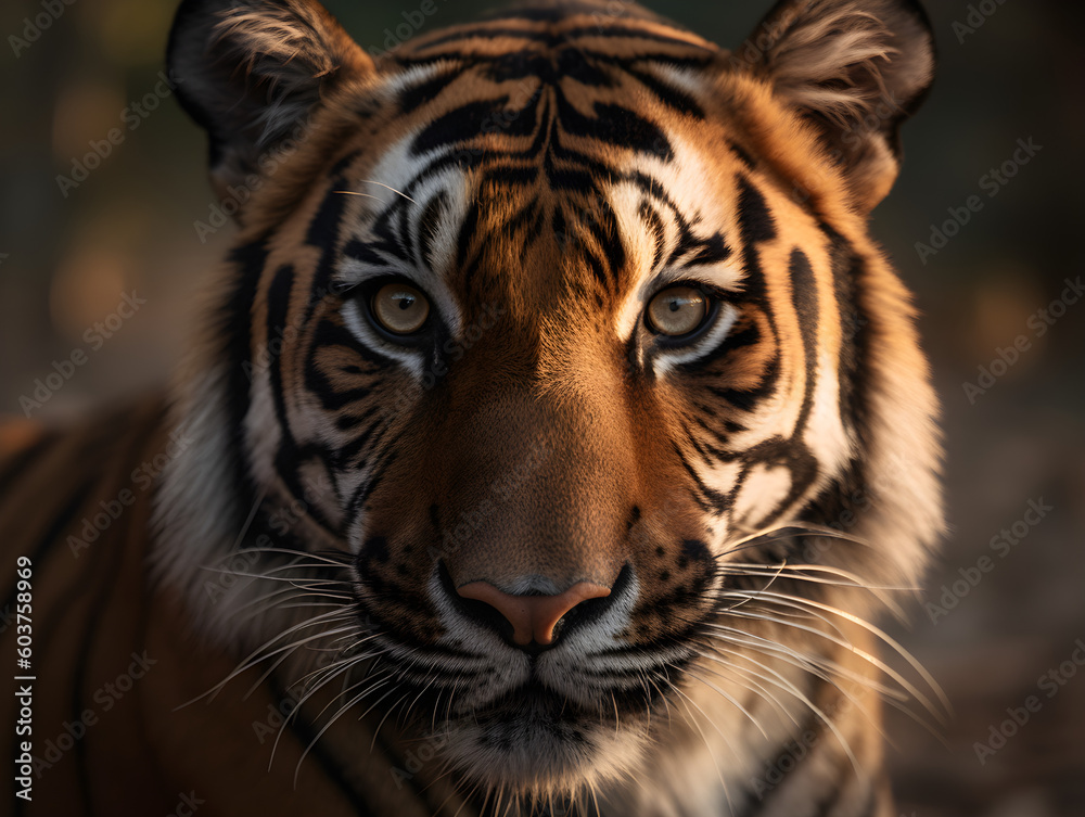 Majestic Tiger staring at its prey in the wildness Majestic Tiger staring at its prey in the wildness