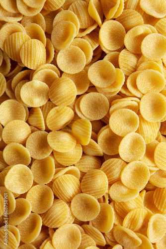 Dry, Uncooked Orecchiette Pasta Background