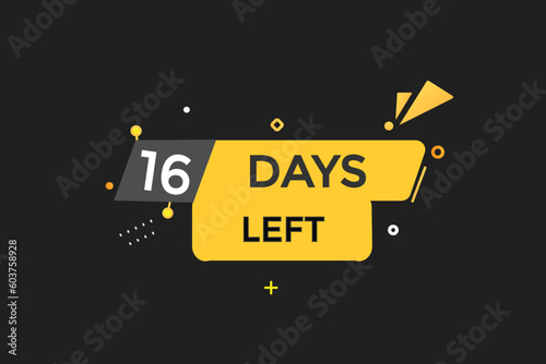 16 days left countdown template, 16 day countdown left banner label button eps 16    
