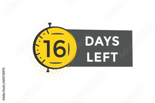 16 days left countdown template, 16 day countdown left banner label button eps 16    
