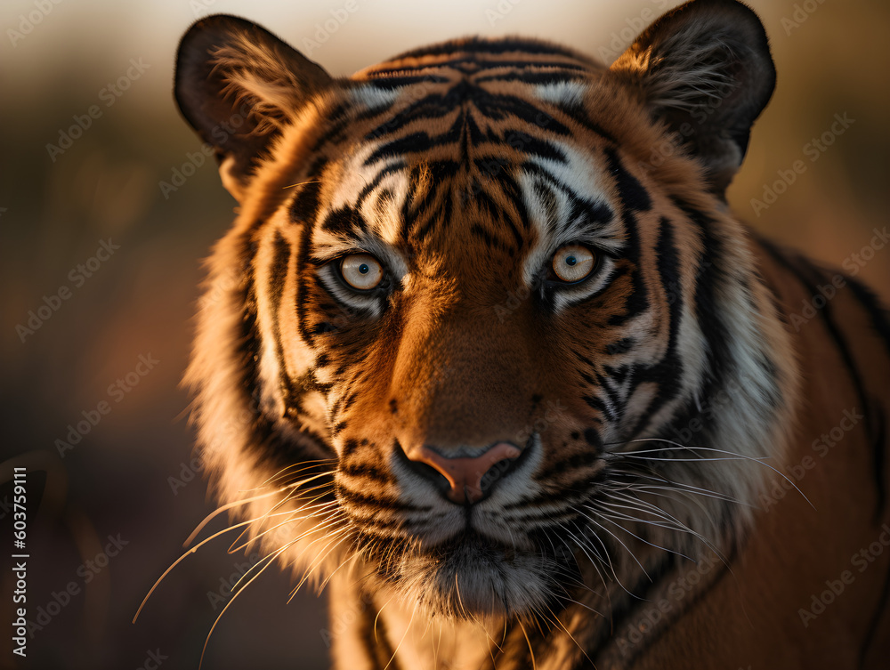 Majestic Tiger staring at its prey in the wildness Majestic Tiger staring at its prey in the wildness