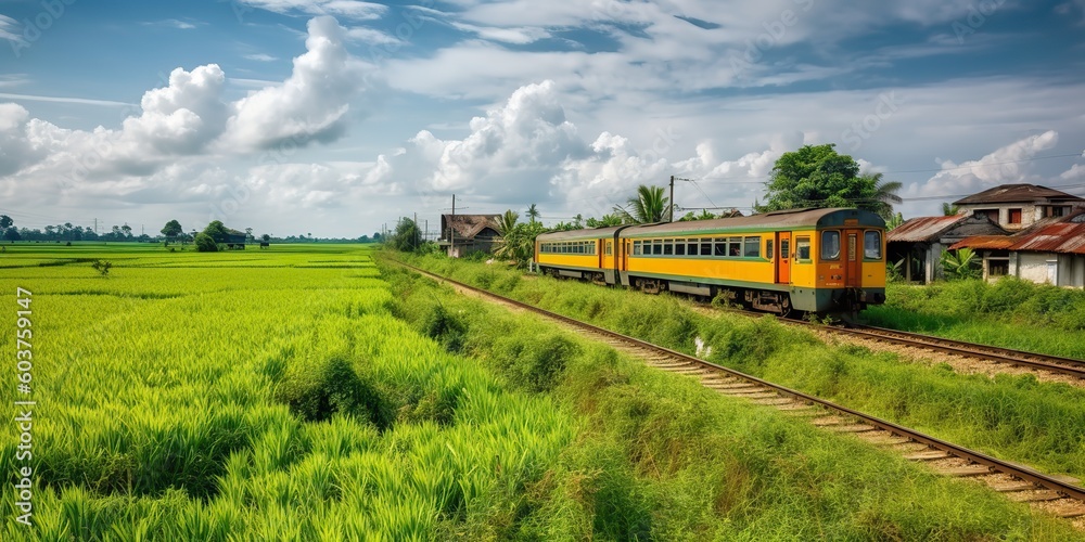 AI Generated. AI Generative. Photo illustration of asian countrysied adventure vacation by train. Graphic Art AI Generated. AI Generative. Photo illustration of asian countrysied adventure vacation by train. Graphic Art