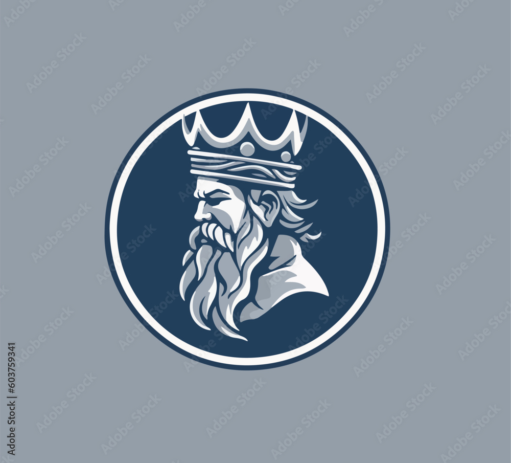 Vector illustration of cartoon king icon with crown for logo