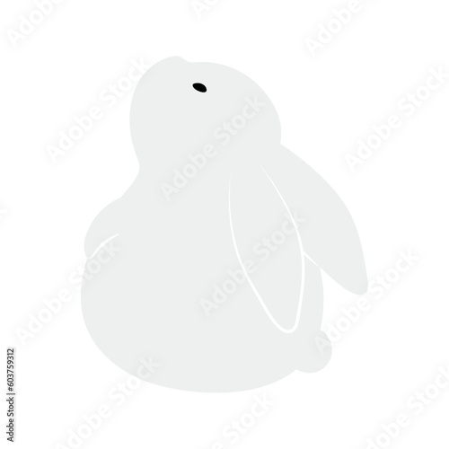 Kawaii rabbit, bunny, hare looking up illustration. Hand drawn cute cartoon animal character illustration. Flat style design, isolated vector. Mid Autumn Festival, Easter print element, Chinese zodiac