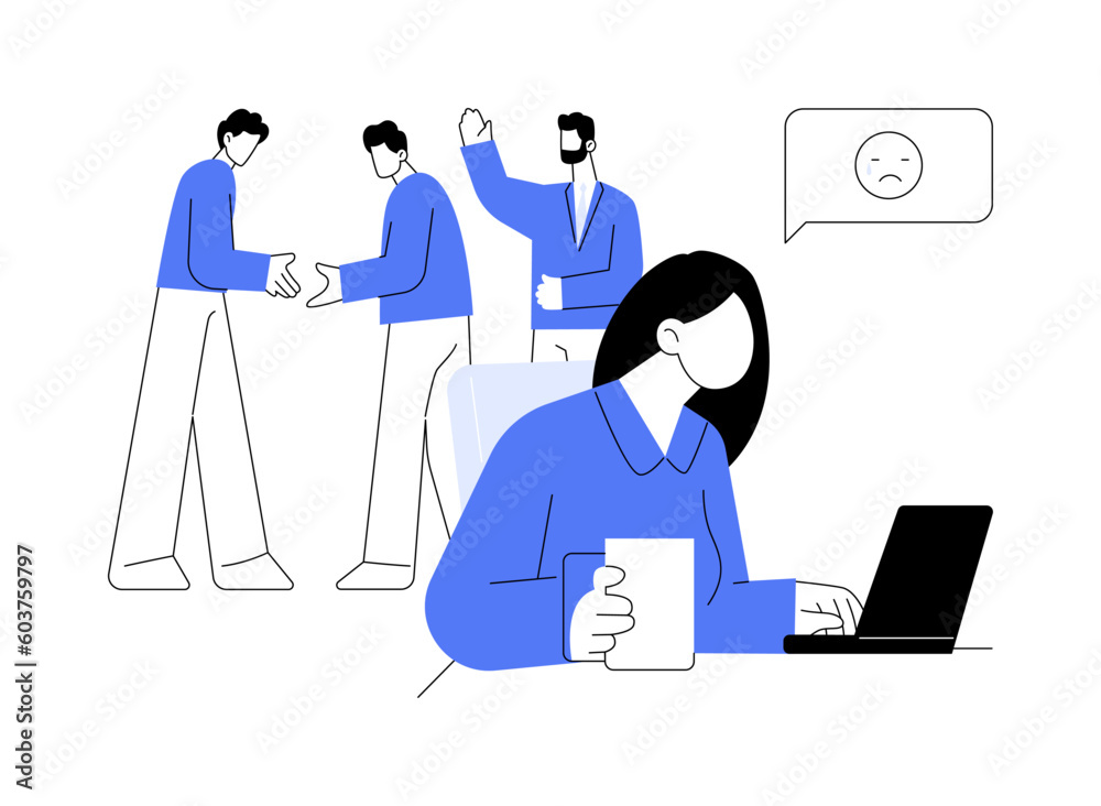 Gender discrimination at a workplace abstract concept vector illustration.