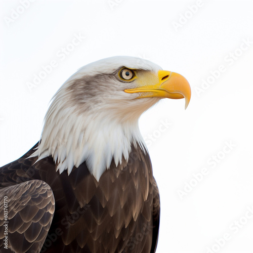 Bald eagle head isolated on white background