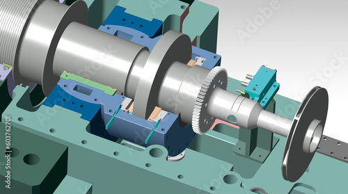 Obraz na plátně thrust bearing turbine 3D illustration