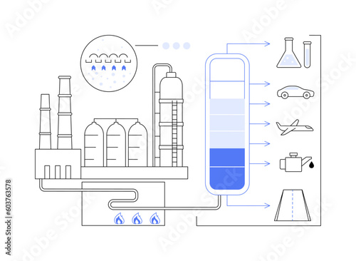 Crude oil distillation abstract concept vector illustration.