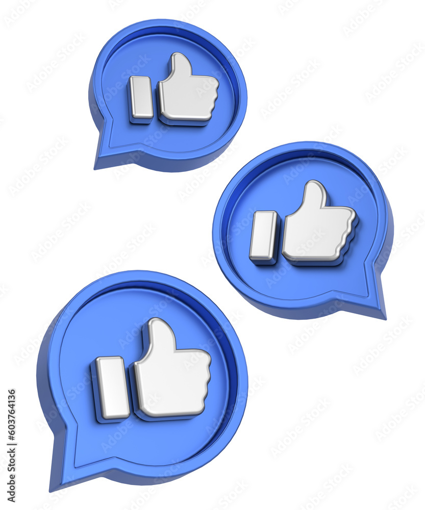 Like icon. Like button. 3D illustration. Like icon. Like button. 3D illustration.