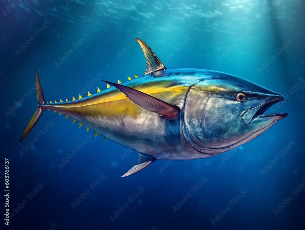 Yellowfin Tuna created with Generative AI Technology, ai, generative