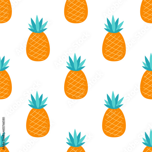 summer seamless pattern with cute fresh pineapple