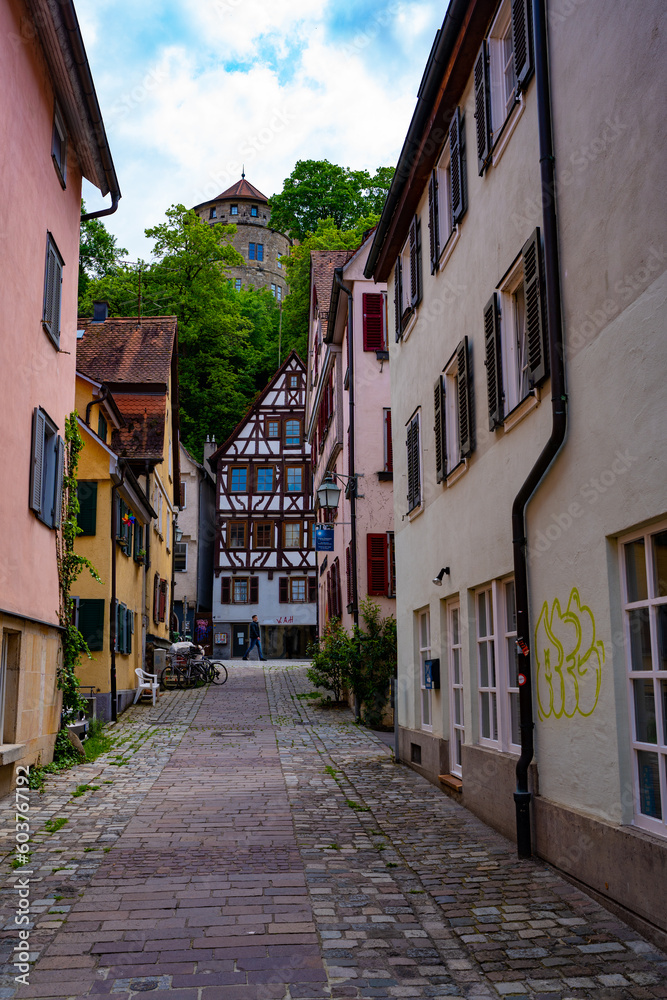 Tübingen, half-timbered town, Germania, sunny day, old town, streets, summer.