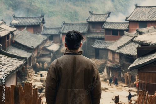 Chinese village man person. Generate Ai