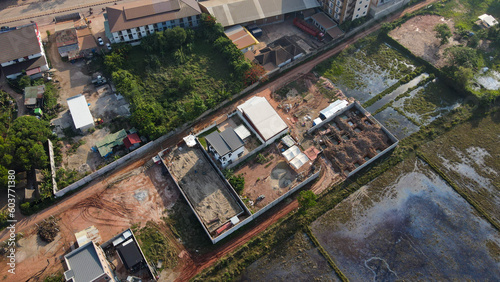 Aerial View and building construction site