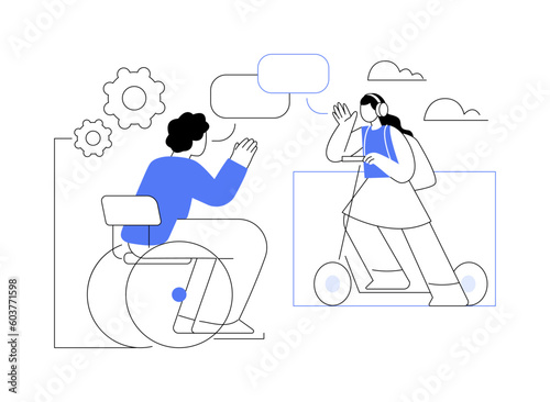 Social adaptation of disabled people abstract concept vector illustration.