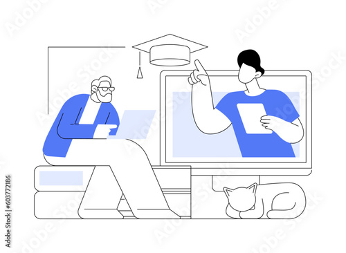 Online learning for seniors abstract concept vector illustration.