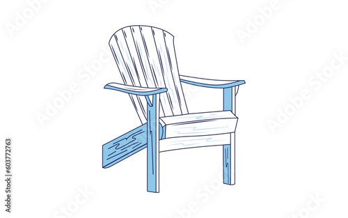 Garden outdoor chair in several positions. Traditional garden furniture. Vector illustration isolated on white background.