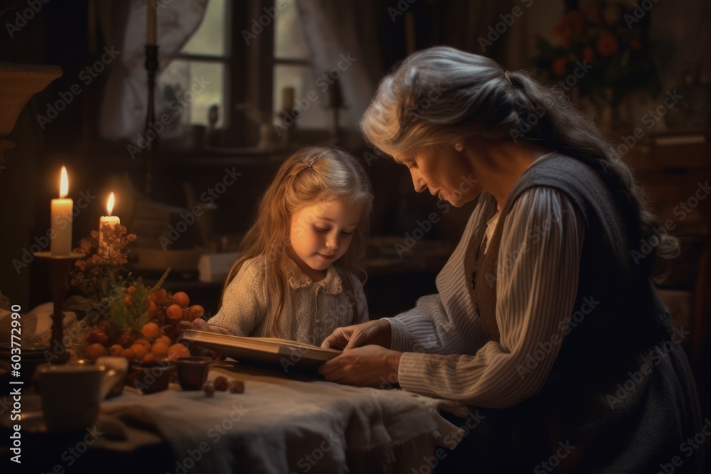 grandmother with granddaughter having a good time together, ai tools generated image grandmother with granddaughter having a good time together, ai tools generated image