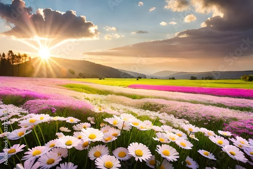 field of flowers by AI generative