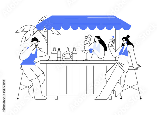 Beach bar abstract concept vector illustration.