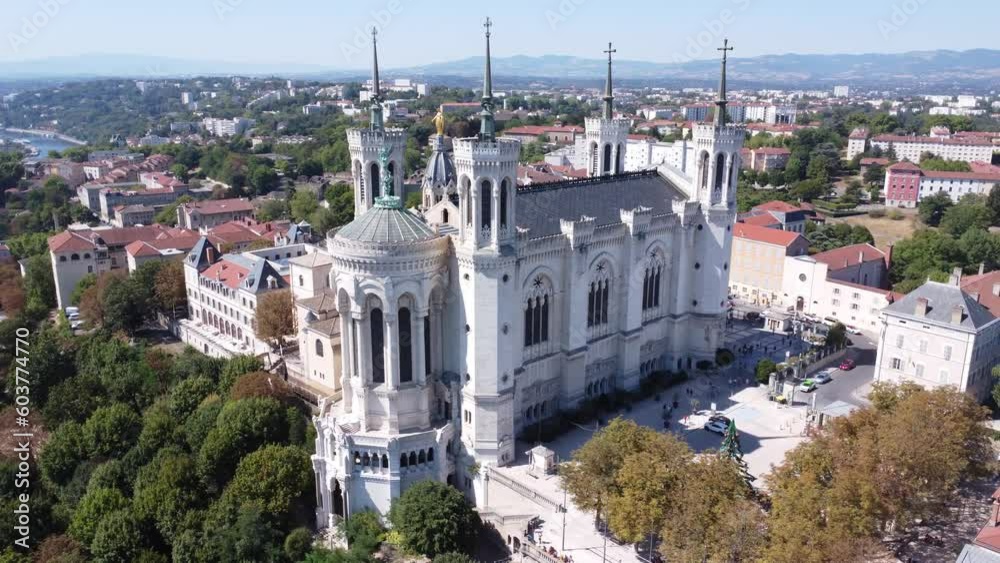 Video Drone Basilique Notre dame de Fourvières Lyon France europe