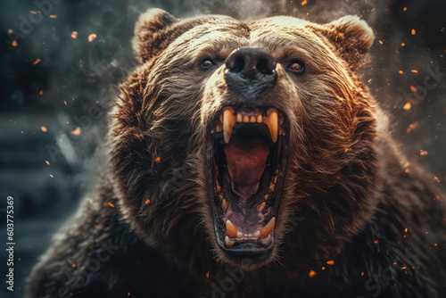 Close up shot of an incredibly angry bear