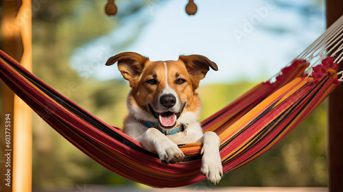 Happy dog on hammock