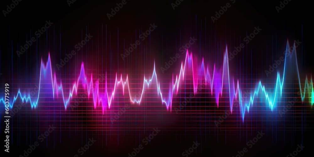 Fototapeta premium AI Generated. AI Generative. Equalizer effect neon music wave. Graphic Art