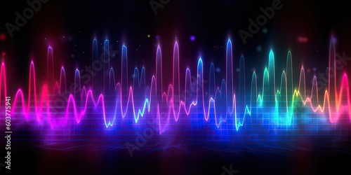 AI Generated. AI Generative. Equalizer effect neon music wave. Graphic Art