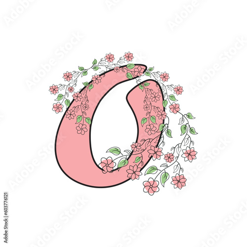 Line Art Letter Typography With Flowers 